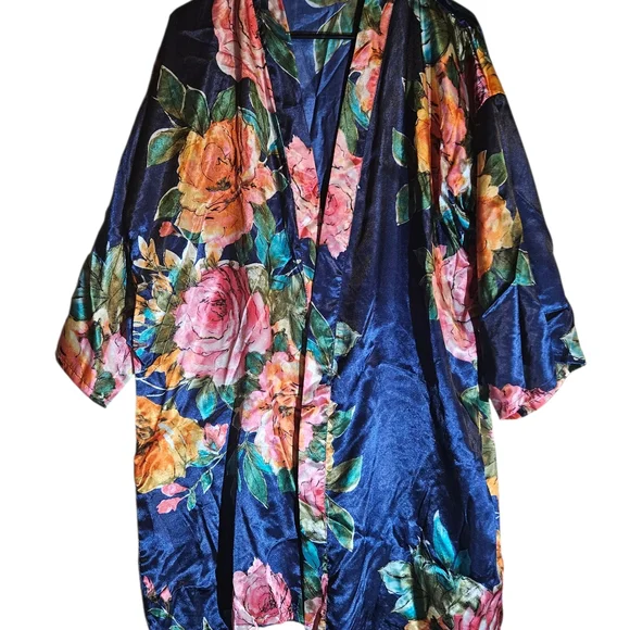 Floral Satin Kimono Robe - Picture 1 of 2